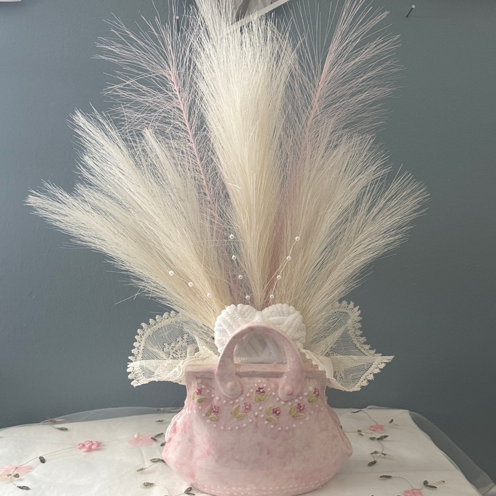 Ceramic Purse Vase with floral